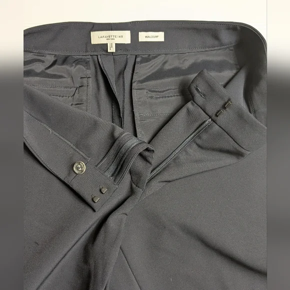 Lafayette 148 Waldorf Navy Blue Straight Leg Mid Rise 6 - Picture 5 of 9